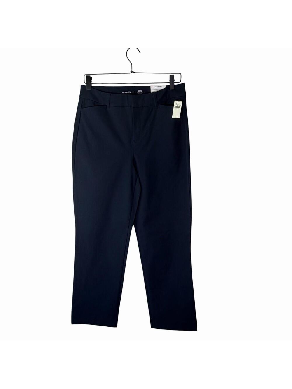Old Navy High-Rise Pixie‎ Straight Ankle Pants Navy Twill Stretch Pockets